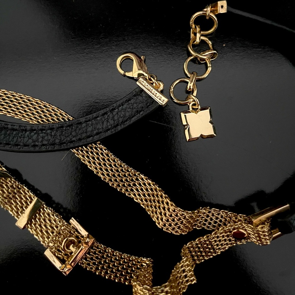 BCBG Maxazria gold and leather necklace